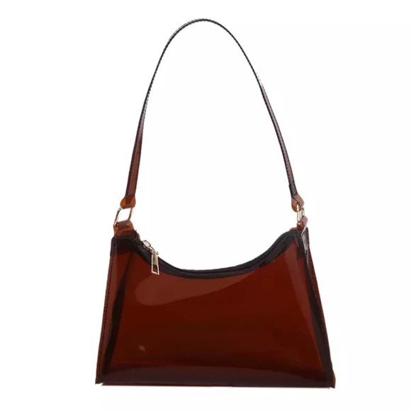 🆕Brown Jelly Transparent Baguette Shoulder Bag Purse - Picture 5 of 6